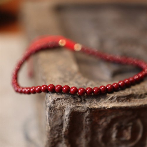 Natural Cinnabar Blessing Red String Bracelet Anklet