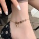 Copper Coins Bell Charm Titanium Steel Anklet Copper Coins Bell Charm Titanium Steel Anklet