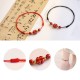 Cinnabar Four Leaf Clover Blessing Rope Anklet