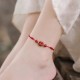 Cinnabar Four Leaf Clover Blessing Rope Anklet