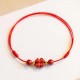 Cinnabar Four Leaf Clover Blessing Rope Anklet