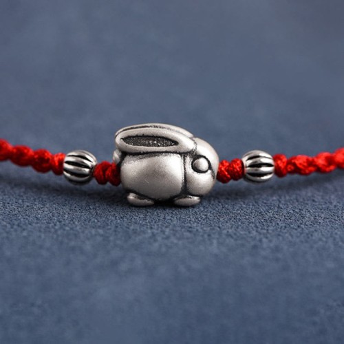 Handmade 999 Sterling Silver Rabbit Luck Bracelet Anklet