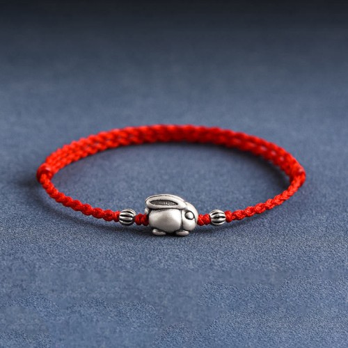 Handmade 999 Sterling Silver Rabbit Luck Bracelet Anklet