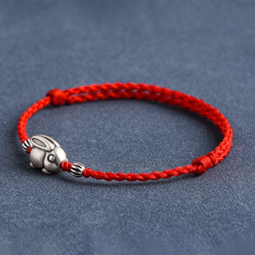 Handmade 999 Sterling Silver Rabbit Luck Bracelet Anklet