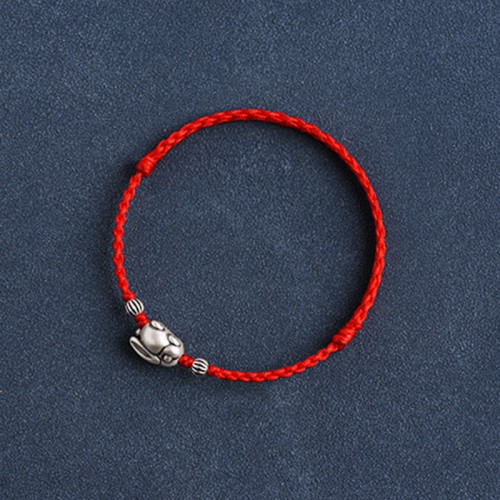 Handmade 999 Sterling Silver Rabbit Luck Bracelet Anklet