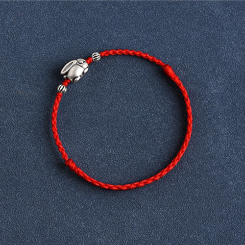 Handmade 999 Sterling Silver Rabbit Luck Bracelet Anklet