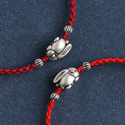 Handmade 999 Sterling Silver Rabbit Luck Bracelet Anklet