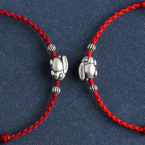 Handmade 999 Sterling Silver Rabbit Luck Bracelet Anklet