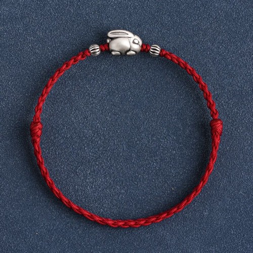 Handmade 999 Sterling Silver Rabbit Luck Bracelet Anklet