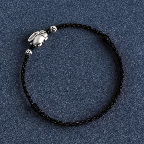 Handmade 999 Sterling Silver Rabbit Luck Bracelet Anklet