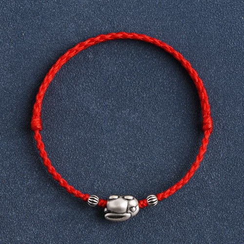 Handmade 999 Sterling Silver Rabbit Luck Bracelet Anklet