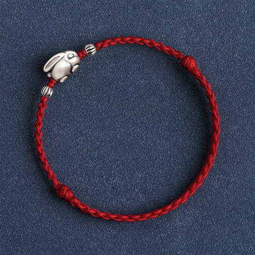 Handmade 999 Sterling Silver Rabbit Luck Bracelet Anklet