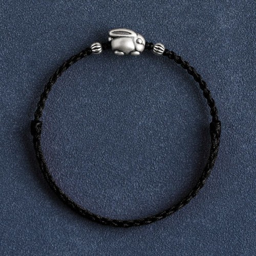 Handmade 999 Sterling Silver Rabbit Luck Bracelet Anklet