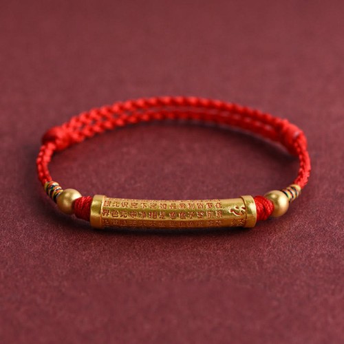 Handmade Alloy Heart Sutra Protection Strength Bracelet Anklet