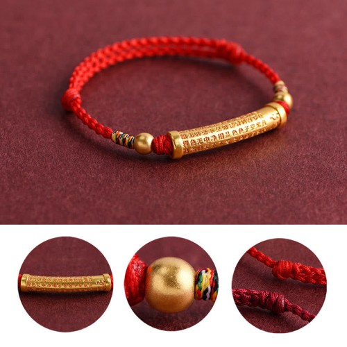 Handmade Alloy Heart Sutra Protection Strength Bracelet Anklet