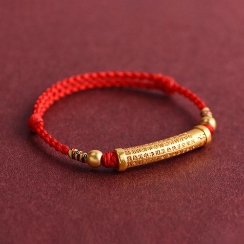 Handmade Alloy Heart Sutra Protection Strength Bracelet Anklet
