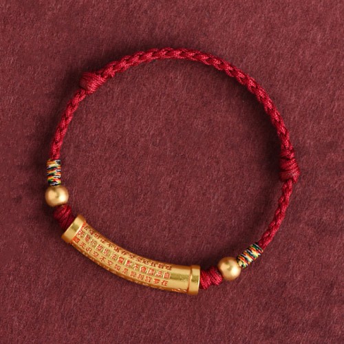Handmade Alloy Heart Sutra Protection Strength Bracelet Anklet