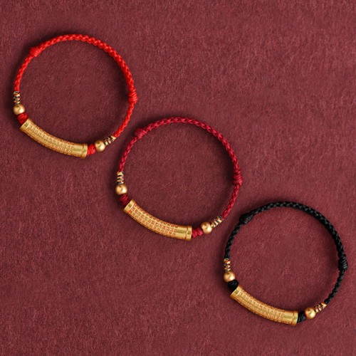 Handmade Alloy Heart Sutra Protection Strength Bracelet Anklet