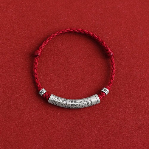 Handmade 999 Sterling Silver Om Mani Padme Hum Heart Sutra Carved Bracelet Anklet Handmade 999 Sterling Silver Om Mani Padme Hum Heart Sutra Carved Bracelet Anklet