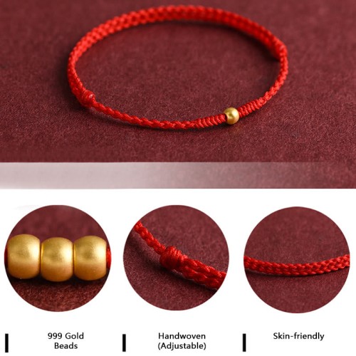999 Gold Mini Bead Strength Braided Rope Anklet
