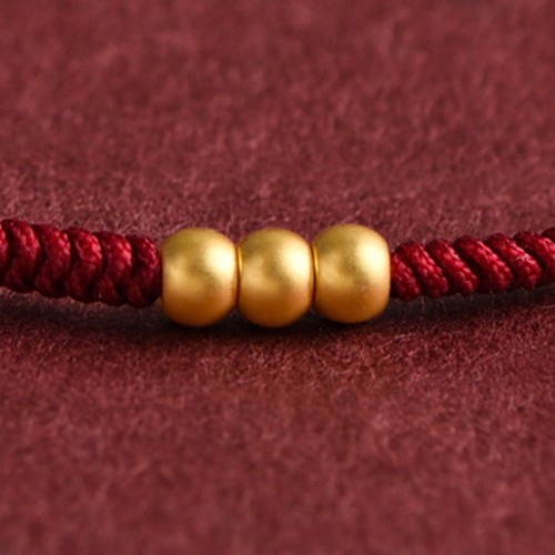 999 Gold Mini Three Beads Design Luck Bracelet Anklet 999 Gold Mini Three Beads Design Luck Bracelet Anklet