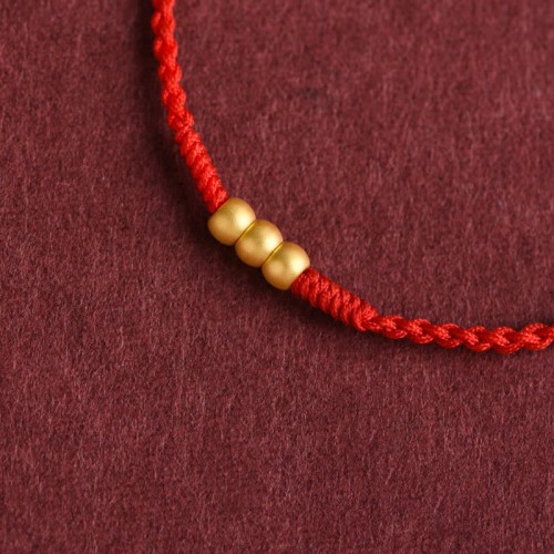 999 Gold Mini Three Beads Design Luck Bracelet Anklet 999 Gold Mini Three Beads Design Luck Bracelet Anklet