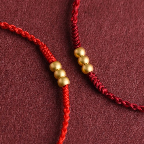 999 Gold Mini Three Beads Design Luck Bracelet Anklet 999 Gold Mini Three Beads Design Luck Bracelet Anklet