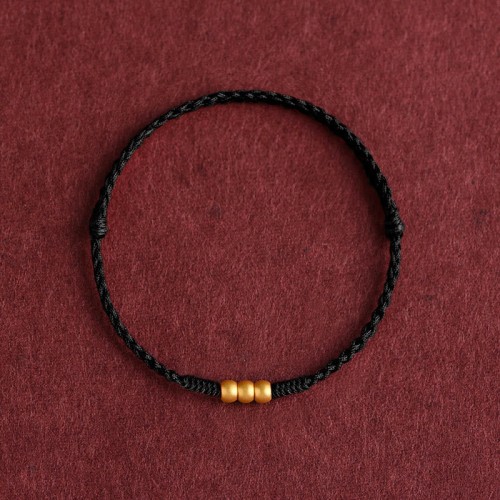 999 Gold Mini Three Beads Design Luck Bracelet Anklet 999 Gold Mini Three Beads Design Luck Bracelet Anklet