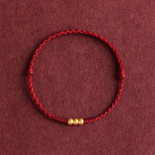 999 Gold Mini Three Beads Design Luck Bracelet Anklet 999 Gold Mini Three Beads Design Luck Bracelet Anklet
