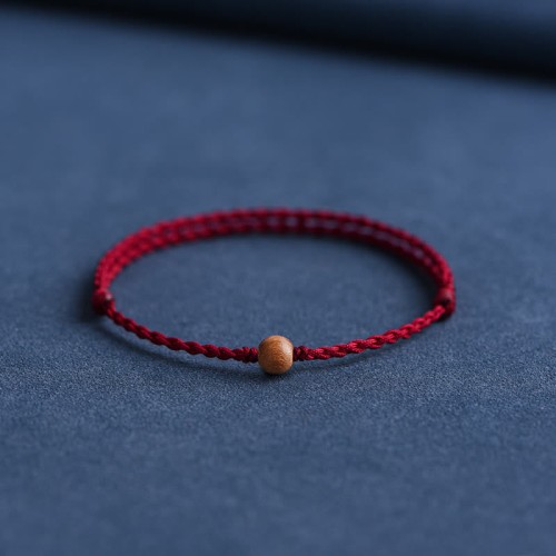 Natural Peach Wood Bead Ward Off Evil Spirits Bracelet Anklet