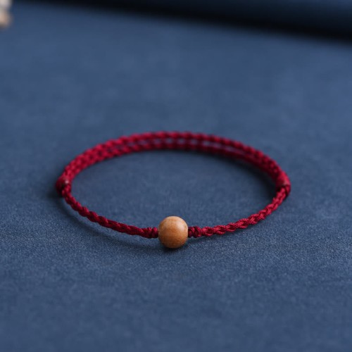 Natural Peach Wood Bead Ward Off Evil Spirits Bracelet Anklet