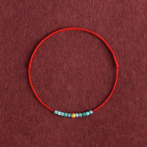 999 Gold Beads Turquoise Protection Bracelet Anklet