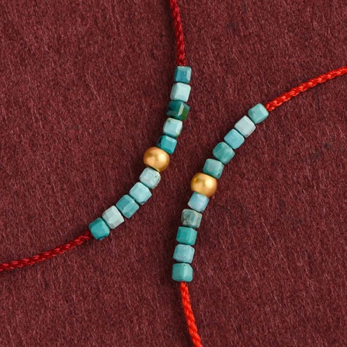 999 Gold Beads Turquoise Protection Bracelet Anklet