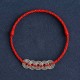 925 Sterling Silver Five Emperor Coins Red String Bracelet Anklet