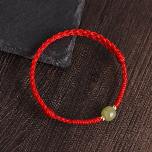 Natural Hetian Jade Gold Beads Protection Luck Bracelet Anklet