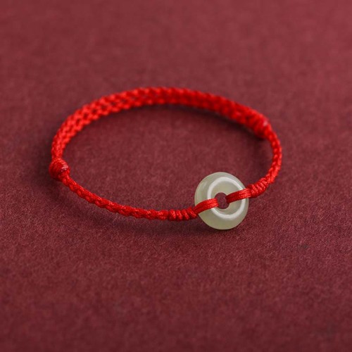 Natural Hetian Jade Peace Buckle Protection Bracelet Anklet