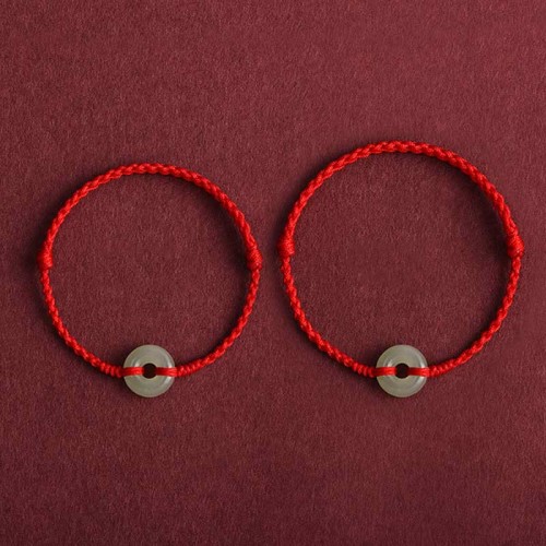 Natural Hetian Jade Peace Buckle Protection Bracelet Anklet