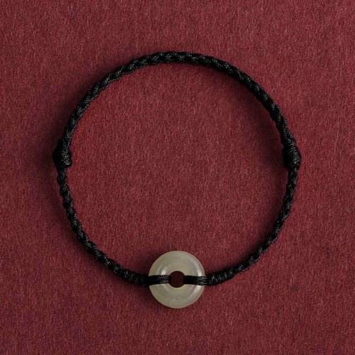 Natural Hetian Jade Peace Buckle Protection Bracelet Anklet