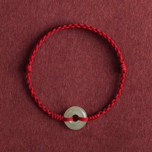 Natural Hetian Jade Peace Buckle Protection Bracelet Anklet