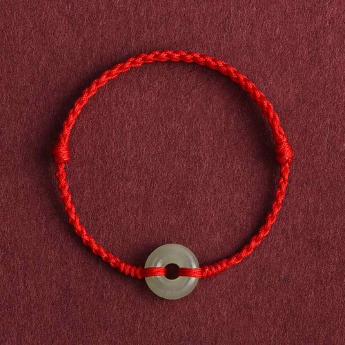 Natural Hetian Jade Peace Buckle Protection Bracelet Anklet