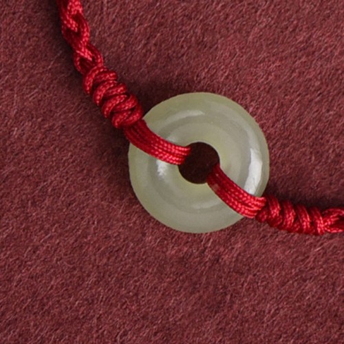Natural Hetian Jade Peace Buckle Protection Bracelet Anklet