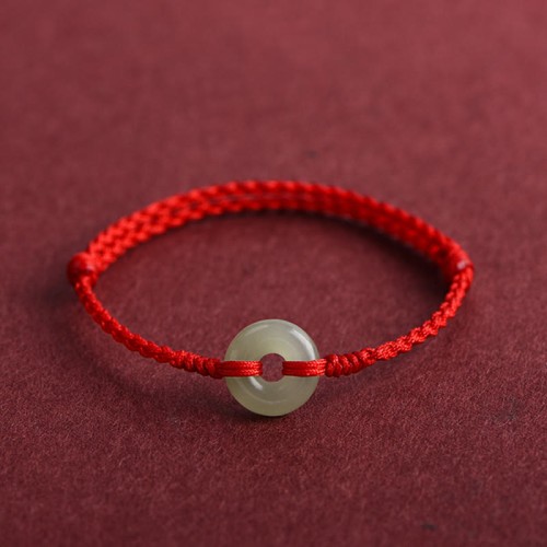 Natural Hetian Jade Peace Buckle Protection Bracelet Anklet
