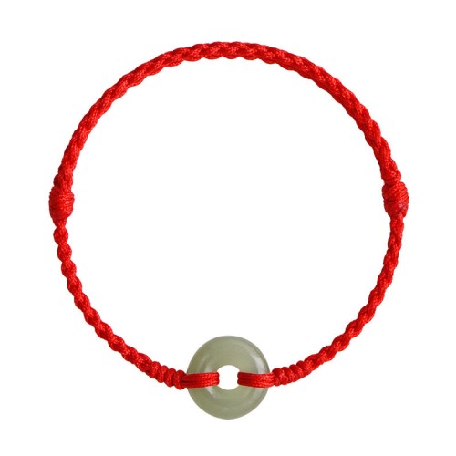 Natural Hetian Jade Peace Buckle Protection Bracelet Anklet