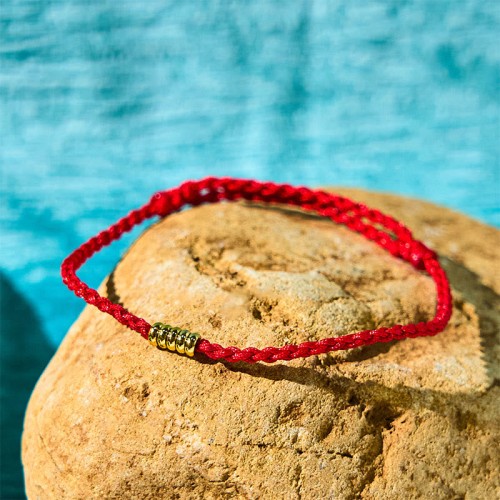 925 Sterling Silver Lucky Golden Bead Bracelet Anklet