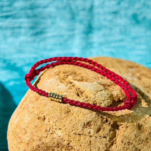 925 Sterling Silver Lucky Golden Bead Bracelet Anklet