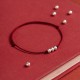 925 Sterling Silver Three Beads Protection String Anklet