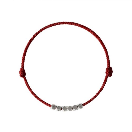 925 Sterling Silver Red String Braid Anklet