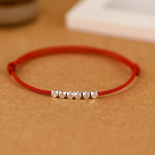 925 Sterling Silver Red String Braid Anklet
