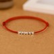 925 Sterling Silver Red String Braid Anklet