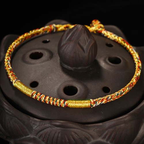 Handmade Gold Multicolored Rope Protection Braided Bracelet Anklet